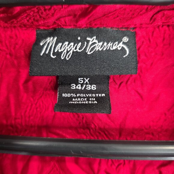 Womens Maggie Barnes Red Textured Blouse Button Up Long Sleeve Polyester Size 5X - Picture 2 of 7